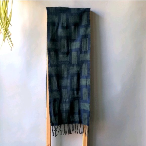Lightweight Blue and Green Geometric Dress Scarf - Picture 2 of 4